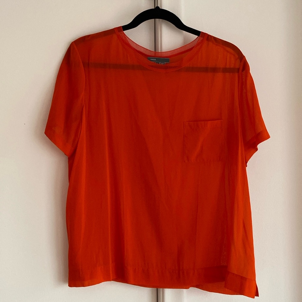 Vince sheer silk T - size L